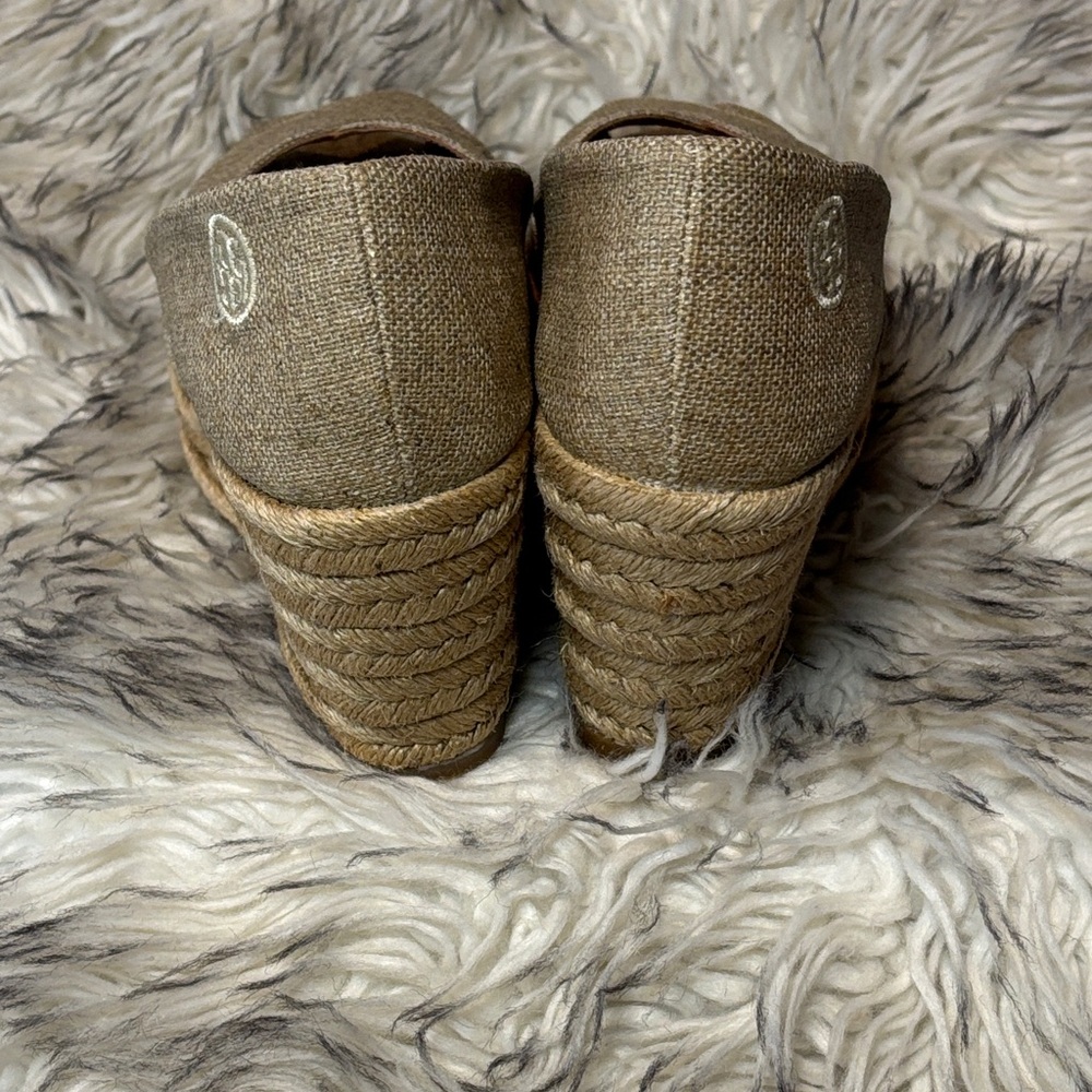 Tory Burch Espadrille Peep-Toe Wedges in Taupe — size 7 - Picture 5 of 9